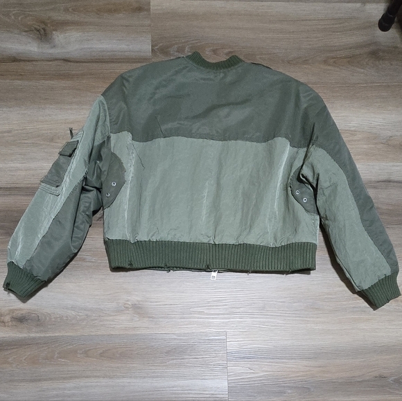 NWT Zara Water Repellent Distressed Boxy Bomber Jacket Size L - Picture 2 of 12
